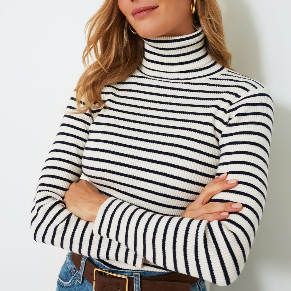 Tuckernuck Black and White Striped Turtleneck Sweater